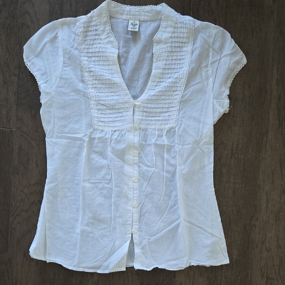 Prana White Short Sleeve Blouse